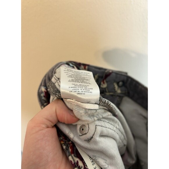 Pilcro 26 Corduroy Floral Pants Skinny Gray Cord Boho Anthropologie Jeans - Picture 7 of 7
